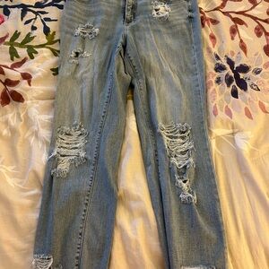 Distressed Denim Light Wash Blue Jeans